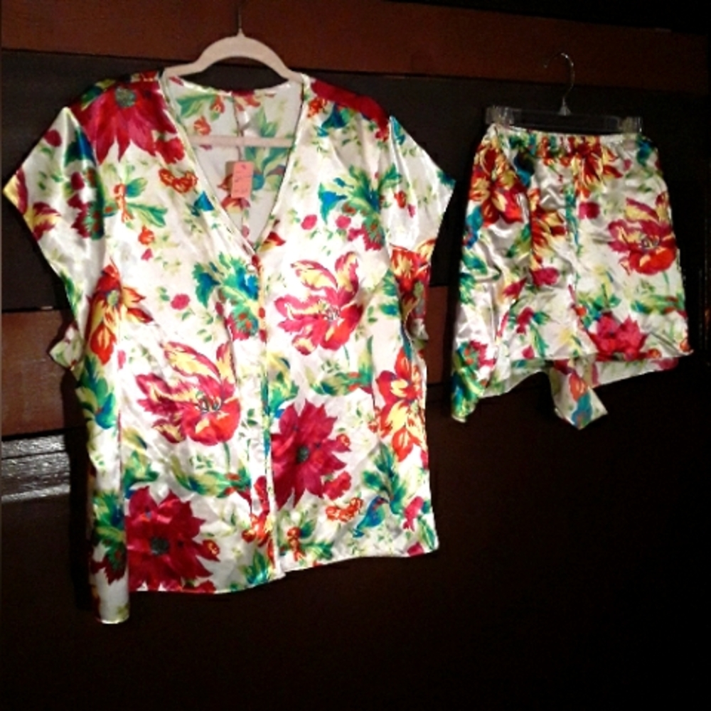 3X Women's 2 Piece Floral Night Outfit